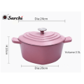 Enameled cast iron cooking pot with special heart-shaped